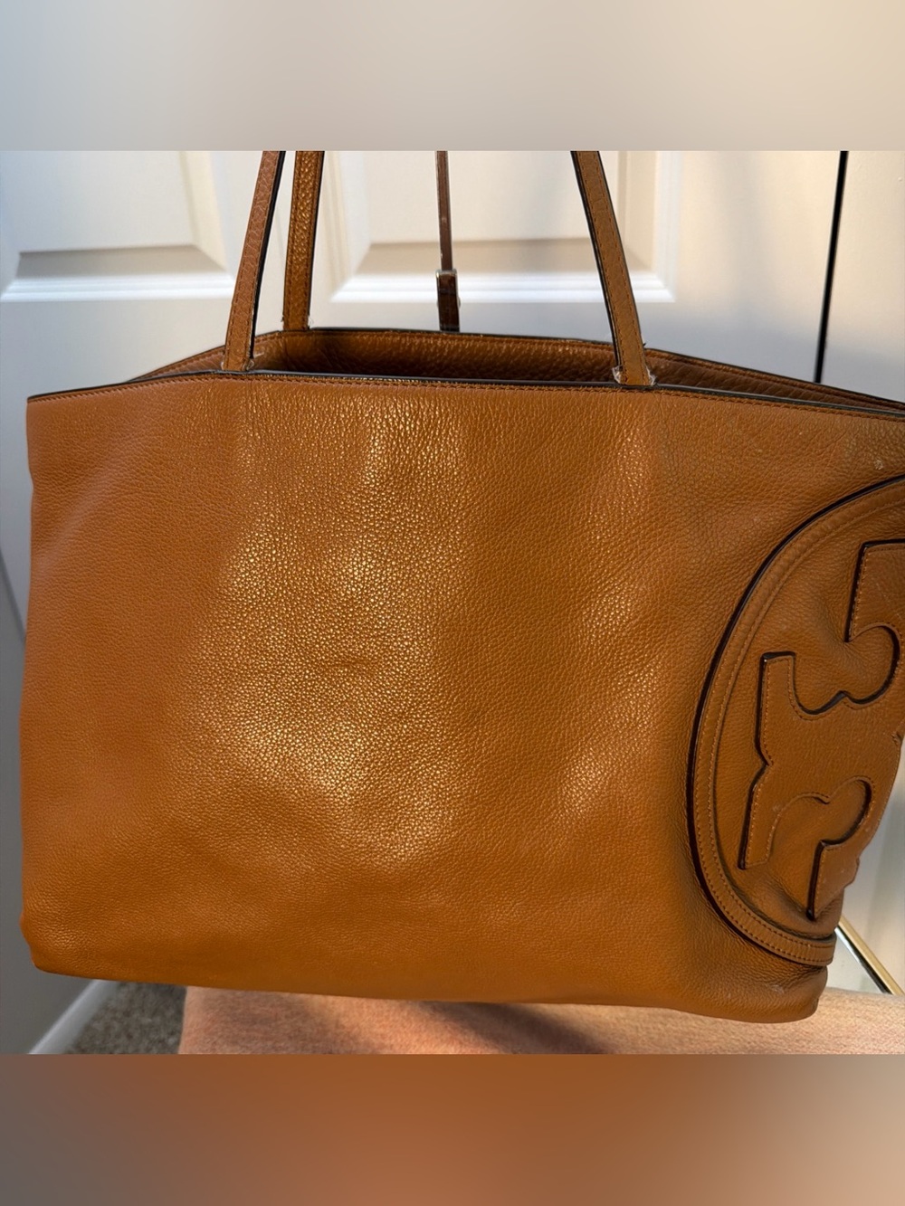 Tory Burch Chestnut Brown Pebbled Leather Tote